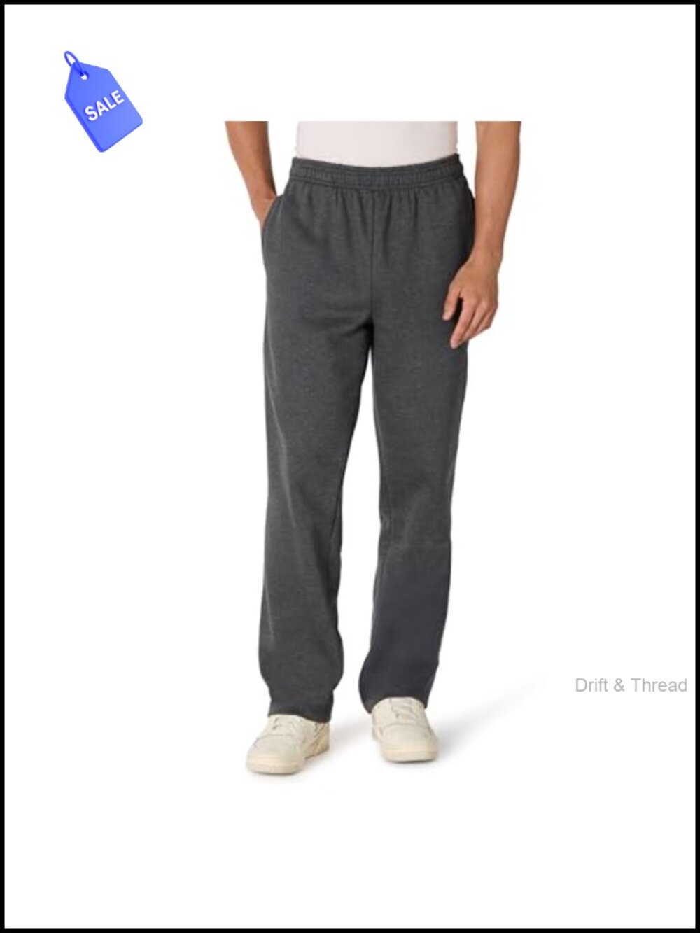 Men's Fleece Open Bottom Sweatpants Relaxed Straight Leg Drawstring Lounge